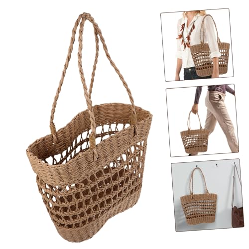 ULTECHNOVO Große Geflochtene Strandtasche aus Papierseil Leichte Modische Boho Tote Bag für Damen Geräumig Vielseitig Einsetzbar für Urlaub Strand Einkaufen und Alltag von ULTECHNOVO