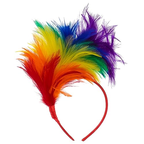 ULTECHNOVO Feder Hochzeit Headwear Feder Stirnbänder Rave-outfits Für Frauen Bunte Flapper Kopfstück Halloween Verkleiden Zubehör Regenbogen-accessoires Geschenk Hochzeitskleid Mann Kopfhörer von ULTECHNOVO