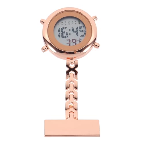 ULTECHNOVO Krankenschwesteruhr Tragbare Taschenuhr Krankenschwester Taschenuhr Krankenschwester Clip Uhr Rund Hängende Ansteckbrosche Taschenuhr für Ärzte Krankenschwestern Rose Gold von ULTECHNOVO