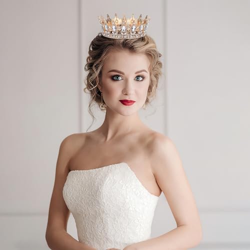 ULTECHNOVO Kronen Für Frauen: Kristall-Strass-Königin-Braut-Tiara-Krone Für Mädchen Vintage-Braut-Geburtstags-Abschlussball-Hochzeits-Diademe Und -Kronen (Weiß) von ULTECHNOVO