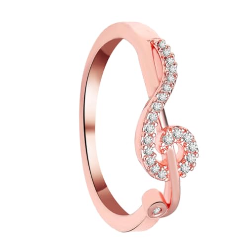 ULTECHNOVO Musiknotenring Kreativer Fingerring Ersatz Für Musiknotenring Einfache Modische Form Damen Musiknoten Fingerring Musiknoten Design Ring Ornament Frau Legierung Roségold von ULTECHNOVO