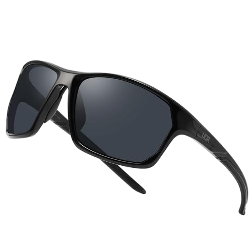 ULTR Sonnenbrille Herren Polarisiert RAYZ - Sport Sonnenbrille für Damen - Bequeme Sportbrille Verspiegelt für Fahrrad, Sport, Laufen, Retro Sunglasses Men (Schwarz (Schwarzes Glas)) von ULTR