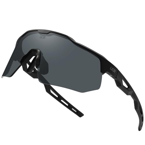 ULTR Sportbrille Herren SWIFT - Leichte Fahrradbrille Damen - Bequeme Sport Sonnenbrille mit Anti-Slip Pads - Schnelle Brille Rennrad Brille, Joggen, Beachvolleyball (Schwarz (Schwarzes Glas)) von ULTR