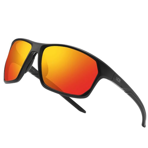 ULTR Sportbrille RAYZ, Sonnenbrille für Herren & Damen, TR90 Rahmen, für Sport wie Radfahren MTB Sportsonnenbrille Radbrille Sportbrille Fahren Angeln Baseball Laufen… (Schwarz (Rotes Glas)) von ULTR