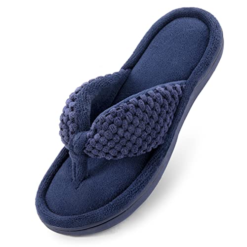 ULTRAIDEAS Damen Cozy Memory Foam Flip Flop Hausschuhe Damen Sommer Spa Thong Haus Open Toe Slide Sandale für Indoor, navy, 40/41 EU von ULTRAIDEAS