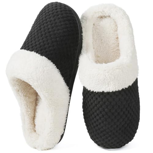 ULTRAIDEAS Damen Lamb-Hug Comfy Fleece House Slippers Memory Foam Slip-on House Shoes Indoor Outdoor, Krähe, Schwarz, 39/40 EU von ULTRAIDEAS