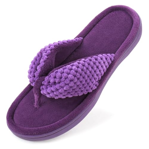 ULTRAIDEAS Damen Popcorn Flip Flop House Slipper mit Memory Foam, Veilchen, 5-6 von ULTRAIDEAS