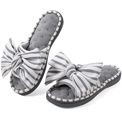 ULTRAIDEAS Damen-Schaumstoff-Slipper mit offenem Zehen und verstellbarem Riemen und Rutschfester Gummisohle für den Außenbereich,Hell grau,38/39EU von ULTRAIDEAS