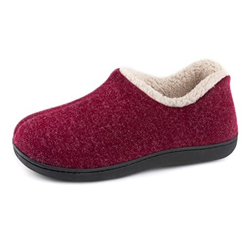 ULTRAIDEAS Hausschuhe Damen Plüsch Slippers Winter Wärme Pantoffeln Bequeme Memory Foam Filzpantoffel Gemischte Baumwolle Non-Slip Gummisohle im Innen- und Außenbereich,Rot,40 EU von ULTRAIDEAS