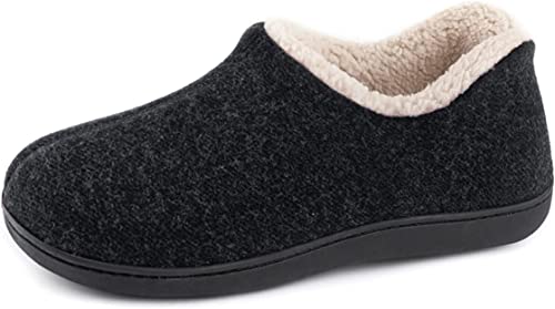 ULTRAIDEAS Hausschuhe Damen Plüsch Slippers Winter Wärme Pantoffeln Bequeme Memory Foam Filzpantoffel Gemischte Baumwolle Non-Slip Gummisohle im Innen- und Außenbereich,Schwarz,40 EU von ULTRAIDEAS