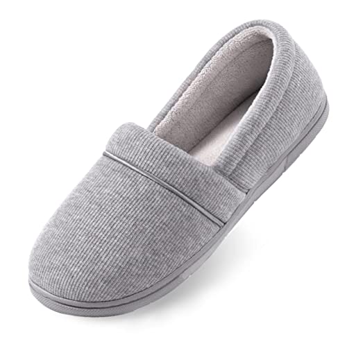 ULTRAIDEAS Hausschuhe Damen Plüsch Slippers Winter Wärme Strickpantoffeln Bequeme Memory Foam Filzpantoffel mit elastischem Kragen Non-Slip Gummisohle leichte Heimschuhe,Grau,42/43 EU von ULTRAIDEAS