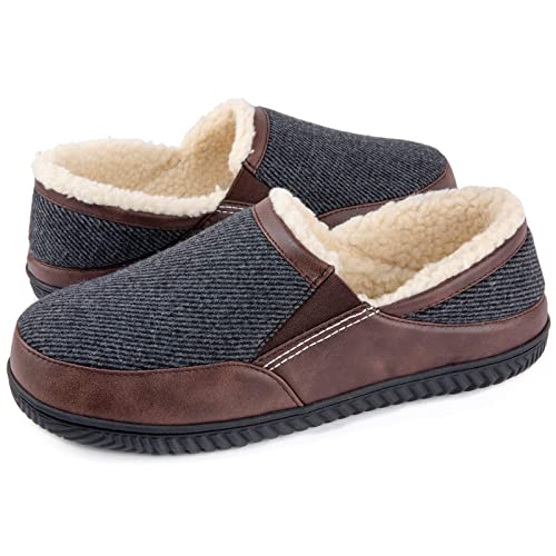 ULTRAIDEAS Hausschuhe Herren Plüsch Slippers Winter Wärme Pantoffeln Gummiband Memory Foam Filzpantoffel Kaschmirwolle Futter Non-Slip Gummisohle im Innen- und Außenbereich,Grau,41 EU von ULTRAIDEAS