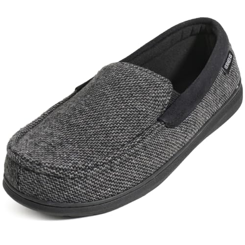 ULTRAIDEAS Herren Carver Hausschuhe Moc Loafer Hausschuhe Memory Foam, Twill Grau, 43 EU von ULTRAIDEAS