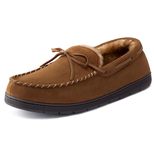 ULTRAIDEAS Herren Luke Microsuede Mokassin Hausschuhe mit Krawatte Indoor Outdoor, Hellbraun, 46 EU von ULTRAIDEAS