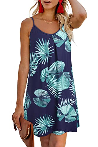 ULTRANICE Sommerkleid Damen Blumen Strandkleid Ärmellos Kleid V-Ausschnitt Spaghettiträger A Linie Kleider(Floral D,Mittel) von ULTRANICE