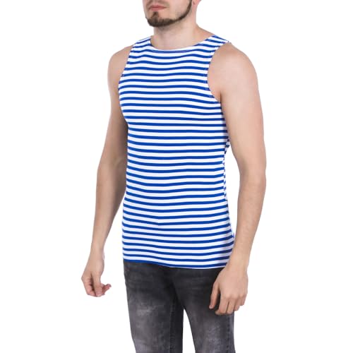 Echtes gestreiftes ärmelloses Tanktop für Herren, 100 % Baumwolle, hellblau, Matrosenhemd, Original Telnyashka, Hell, blau, Klein Echtes gestreiftes ärmelloses Tanktop für Herren, 100 % Baumwolle, hellblau, Matrosenhemd, Original Telnyashka, Hell, blau, Klein von ULTRAUTOG