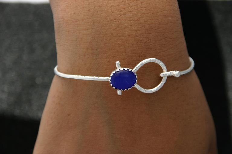 Gratis Geschenk Mit Diesem Kauf Sterling Silber Armreif - Blauer Stein Ankh Style von ULoveJewelry