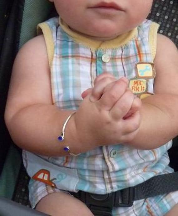 Sterling Silber Baby Armband Blauer Stein, Säugling & Kleinkind-Größen von ULoveJewelry