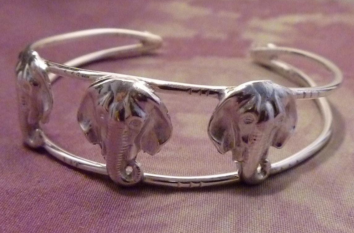 Silber Armband 3 Elefanten Manschettenarmband von ULoveJewelry