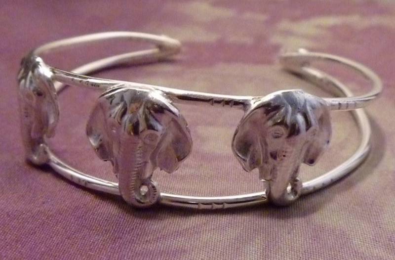 Silber Armband 3 Elefanten Manschettenarmband von ULoveJewelry