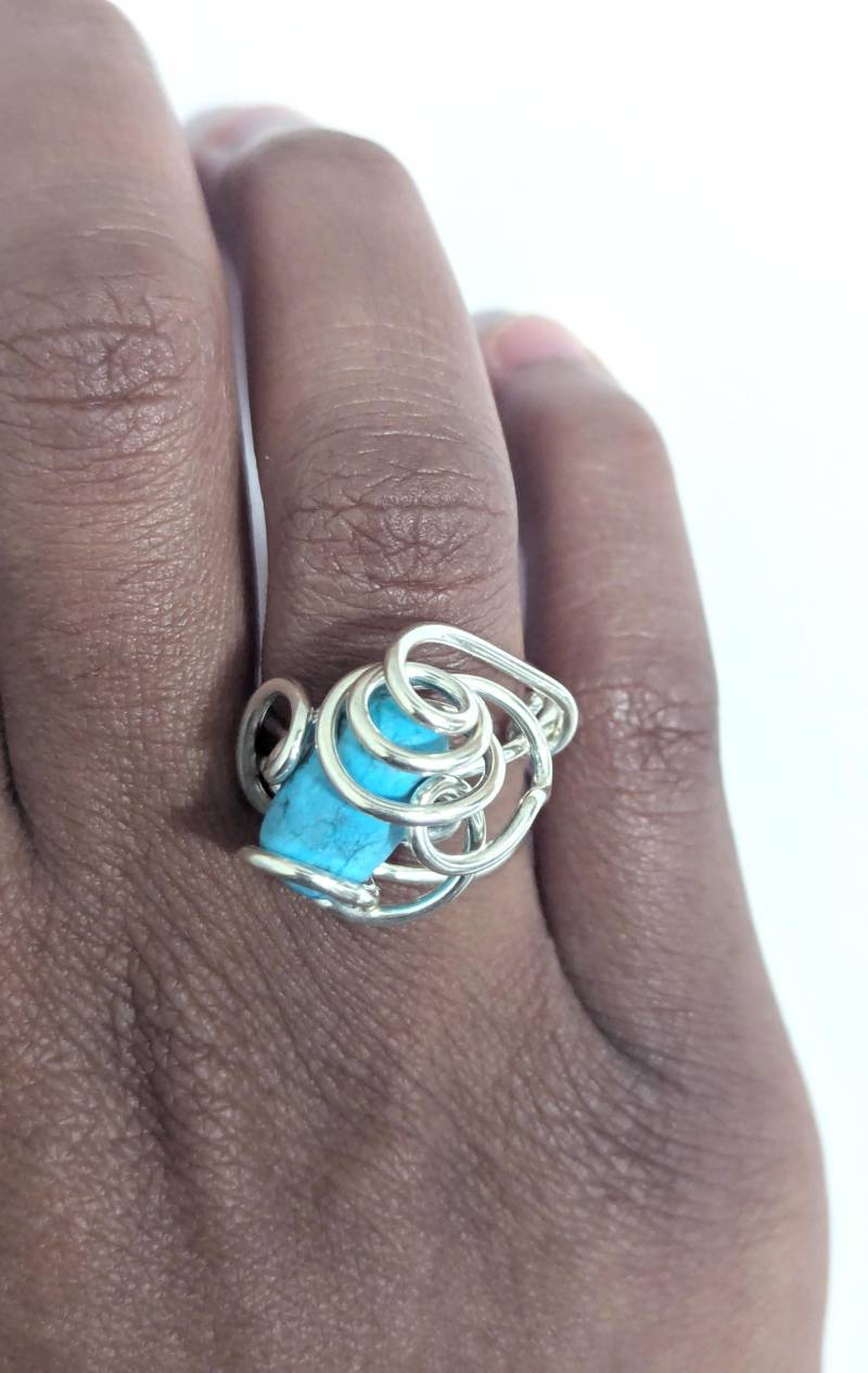 Sterling Silber Ring Wire Wrapped - Wählen Sie Steinfarbe One Of A Kind von ULoveJewelry