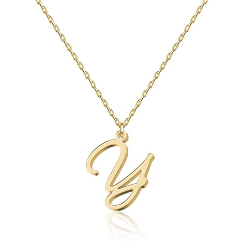 Halskette mit Initial in 18 Karat Gold Y - Personalisierter Buchstaben-Schmuck für Frauen, handgefertigter Edelstahlanhänger, Geschenk für Geburtstag, Weihnachten, Abschluss, Valentinstag, Muttertag von UMAGICBOX