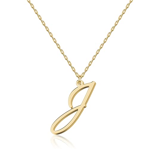 Halskette mit Initial in 18 Karat Gold J - Personalisierter Buchstaben-Schmuck für Frauen, handgefertigter Edelstahlanhänger, Geschenk für Geburtstag, Weihnachten, Abschluss, Valentinstag, Muttertag von UMAGICBOX