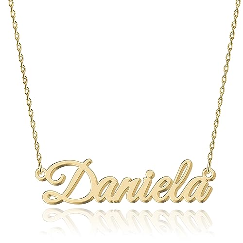 Personalisierte 18K Gold Namenskette Daniela - Damen Halskette mit Gravur aus Edelstahl - Geschenk für Geburtstag, Jahrestag, Abschluss und Valentinstag - Individualisierbar und Handgefertigt von UMAGICBOX