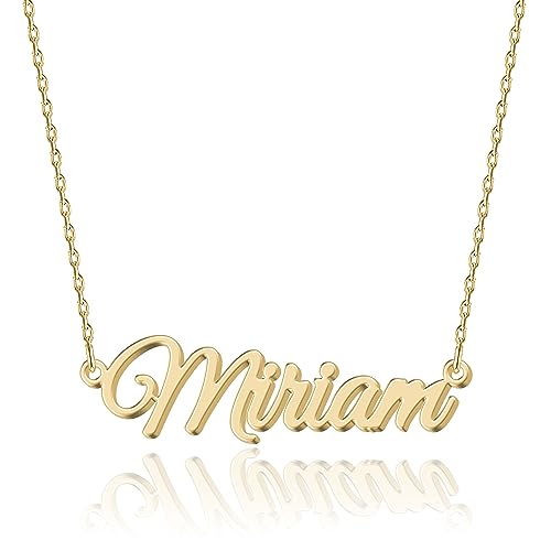 Personalisierte 18K Gold Namenskette Miriam - Damen Halskette mit Gravur aus Edelstahl - Geschenk für Geburtstag, Jahrestag, Abschluss und Valentinstag - Individualisierbar und Handgefertigt von UMAGICBOX