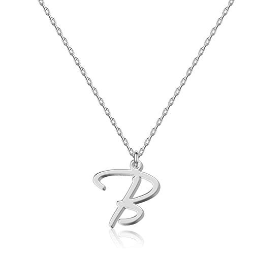 Personalisierte Initialen-Halskette B für Damen,Edelstahl-Minimalist-Anhänger-Schmuck mit handgeschriebener Buchstaben-Schriftart, Geschenk für Geburtstag,Weihnachten,Abschluss,Valentinstag,Muttertag von UMAGICBOX