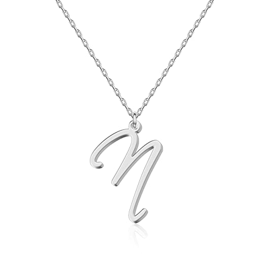 Personalisierte Initialien-Halskette N - Anpassbarer Monogramm-Schmuck für Damen, handgeschriebener Schriftzug-Buchstaben-Anhänger aus Edelstahl, Geschenkidee für Geburtstag, Weihnachten, Valentinstag von UMAGICBOX