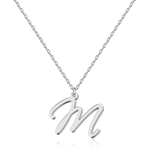 Personalisierte Silber Initialkette M - Monogramm Buchstaben Schmuck für Damen, handgefertigter Edelstahl Anhänger, individuelles Geschenk zum Jubiläum,Geburtstag,Weihnachten,Abschluss,Muttertag von UMAGICBOX