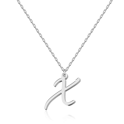 Personalisierte Silber Initialkette X - Monogramm Buchstaben Schmuck für Damen, Edelstahl Anhänger, individuelles Geschenk zum Jubiläum,Geburtstag,Weihnachten,Abschluss,Valentinstag,Muttertag von UMAGICBOX