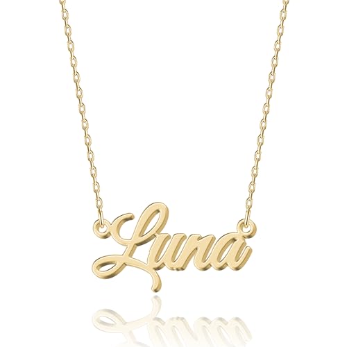 UMAGICBOX 18K Gold Namenskette aus Edelstahl Luna - Personalisierbare Damen-Halskette für Jahrestage, Geburtstage und Valentinstag von UMAGICBOX
