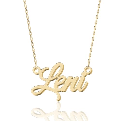 UMAGICBOX Gold Namenskette für Mädchen Leni - Personalisiertes Geschenk mit Gravur-Anhänger aus Edelstahl von UMAGICBOX
