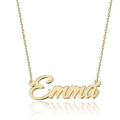 UMAGICBOX Personalisierte 18K Gold Namenskette Emma - Damen Halskette mit Gravur aus Edelstahl - Geschenk für Geburtstag, Jahrestag, Abschluss und Valentinstag - Individualisierbar und Handgefertigt von UMAGICBOX