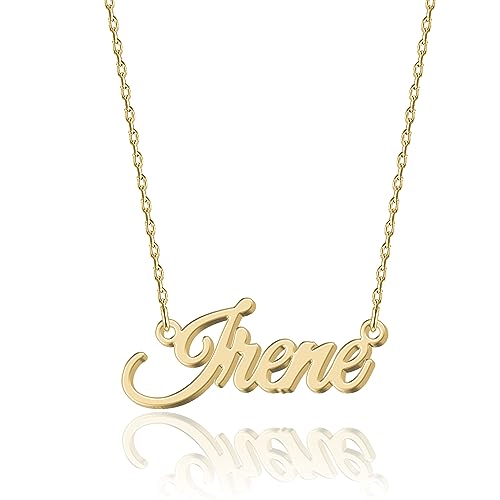 UMAGICBOX Personalisierte 18K Gold Namenskette Irene - Damen Halskette mit Gravur aus Edelstahl - Geschenk für Geburtstag, Jahrestag, Abschluss und Valentinstag - Individualisierbar und Handgefertigt von UMAGICBOX
