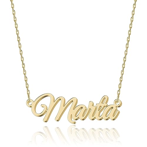 UMAGICBOX Personalisierte 18K Gold Namenskette Marta - Damen Halskette mit Gravur aus Edelstahl - Geschenk für Geburtstag, Jahrestag, Abschluss und Valentinstag - Individualisierbar und Handgefertigt von UMAGICBOX