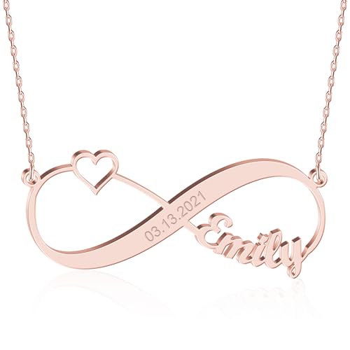 UMAGICBOX Personalisierte Infinity-Kette mit Herz - Stilvoller Schmuck, originelles Geschenk für Sie zu Geburtstag, Valentinstag oder besonderen Momenten (Roségold) von UMAGICBOX