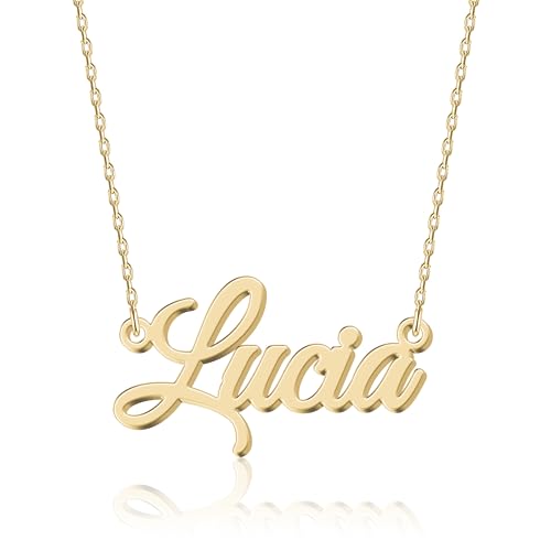 UMAGICBOX 18K Vergoldete Personalisierte Namenskette - Lucia Design für Damen, für Valentinstag, Geburtstag, Jahrestag oder Muttertag von UMAGICBOX