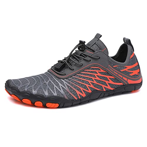 UMANPOO Herren Damen Schwimmen Aqua Wasserschuhe Barfußschuhe Wanderschuhe Schlüpfen Fitnessschuhe Sneaker Sportlich Wandern Angeln Waten Bootfahren Schnell Trocken rutschfest (Grau A, Numeric_44) von UMANPOO