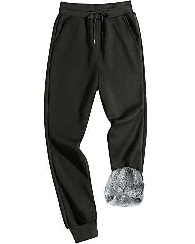 UMBNESS Herren Winter Fleece Jogger Hose Sherpa Gefüttert Sweatpants Warm Dicke Trainingshose, Nk905black, 41-44.5 von UMBNESS