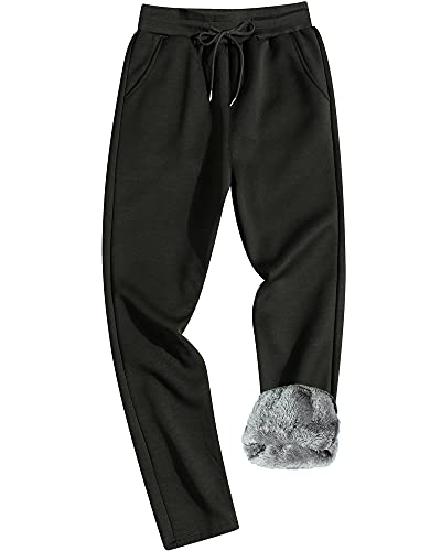 UMBNESS Herren Winter Fleece Jogger Hose Sherpa Gefüttert Sweatpants Warm Dicke Trainingshose, Nk906black, 36-41 von UMBNESS