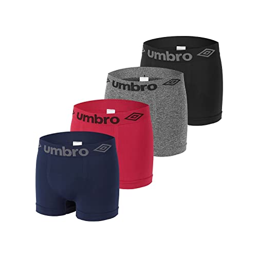 Boxershorts Herren Perfekte Passform, Unterhosen Männer, Multisport (4er Pack), Schwarz/Rot/Blau/Grau, L/XL von UMBRO