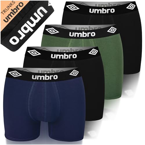 Umbro Boxershorts Herren 4er Pack L Baumwoll Passform Atmungsaktiv Unterwäsche Unterhosen Männer Men Retroshorts von Umbro