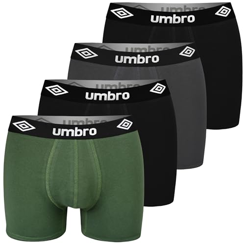 Umbro Boxershorts Herren 4er Pack L Baumwoll Passform Atmungsaktiv Unterwäsche Unterhosen Männer Men Retroshorts von Umbro