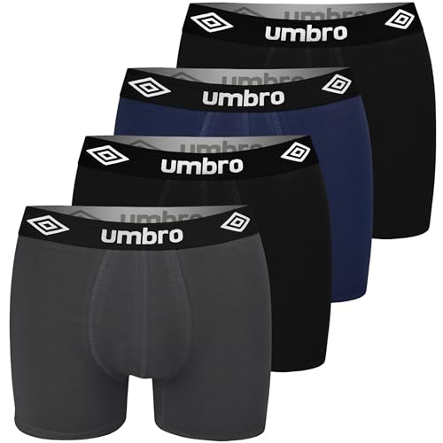Umbro Boxershorts Herren 4er Pack M Baumwoll Passform Atmungsaktiv Unterwäsche Unterhosen Männer Men Retroshorts von Umbro