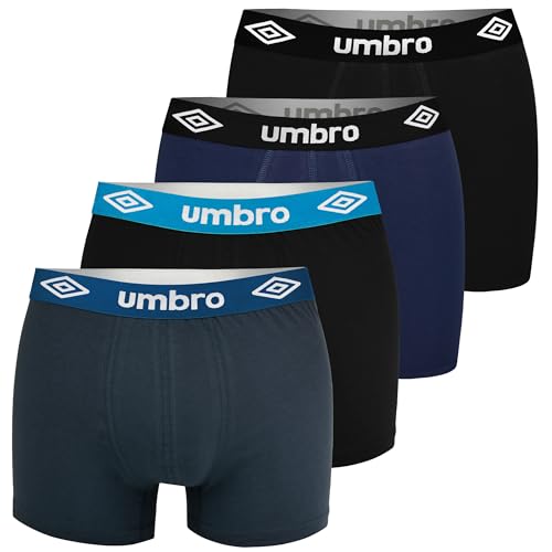 Umbro Boxershorts Herren 4er Pack XL Baumwoll Passform Atmungsaktiv Unterwäsche Unterhosen Männer Men Retroshorts von Umbro