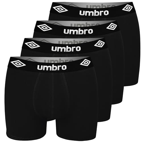 Umbro Boxershorts Herren 4er Pack XXL Baumwoll Passform Atmungsaktiv Unterwäsche Unterhosen Männer Men Retroshorts von Umbro