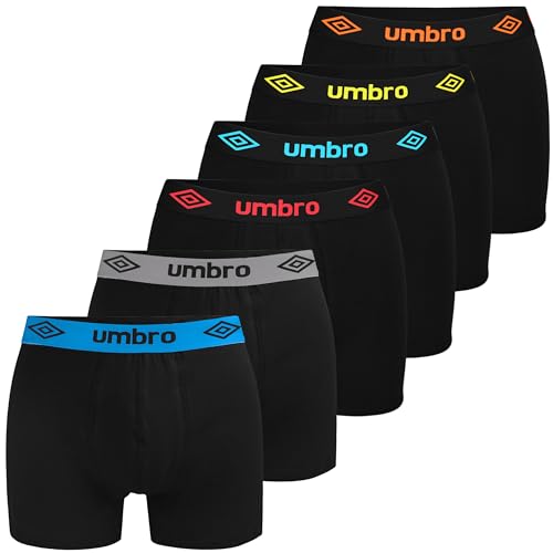 Umbro Boxershorts Herren 6er Pack M Baumwoll Passform Atmungsaktiv Unterwäsche Unterhosen Männer Men Retroshorts von Umbro